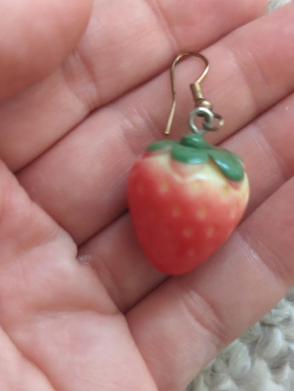 Strawberry Dangle Earrings - Red & Green